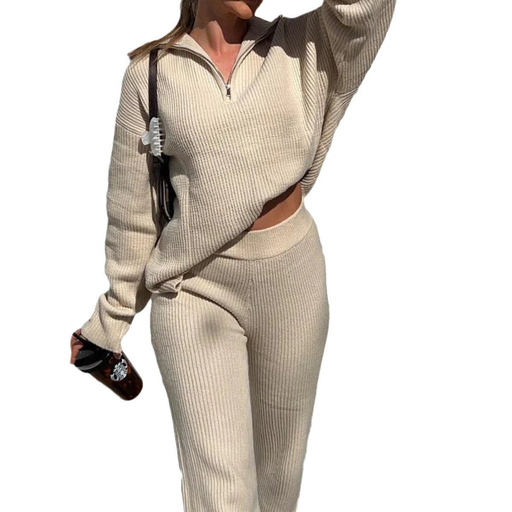 Damen nan Feinstrickpullover mit hohem Kragen und verdecktem Reißverschluss