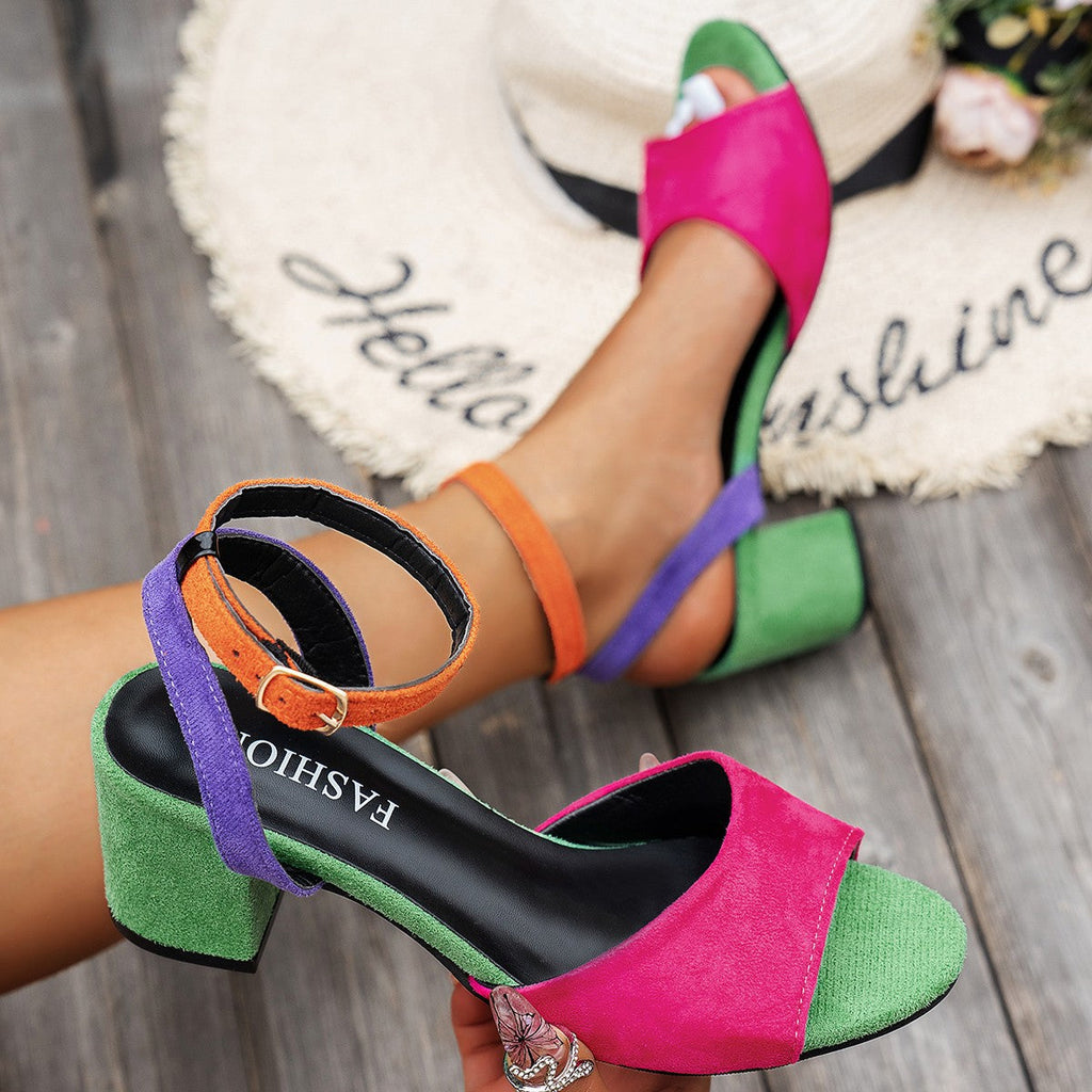 Damen Elegante Sandalen mit verstellbarem Riemen und blockiertem Absatz Selmira