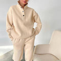 Damen nan kuscheliges Oversize Fleece-Set mit Stehkragen und Jogger