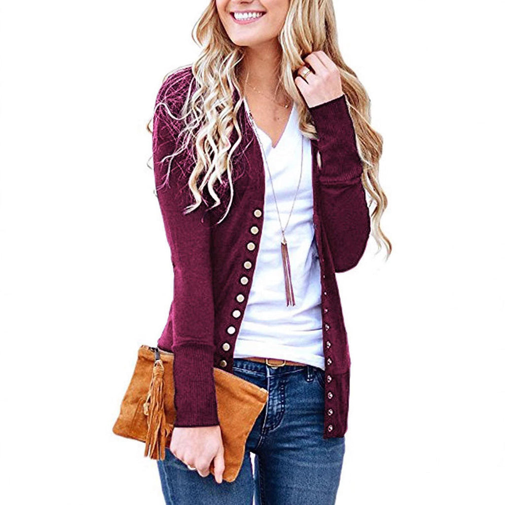 Damen nan Feinstrick-Cardigan mit dekorativen Metallknöpfen und schmaler Silhouette