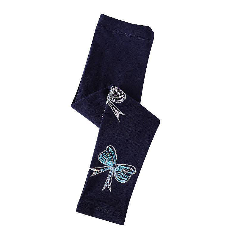 Mädchen Leggings mit bunten Schleifen-Applikationen