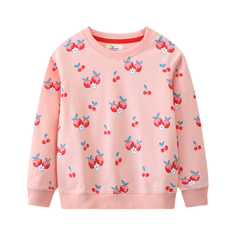 Mädchen Sweatshirt mit fröhlichem Kirsch-Design