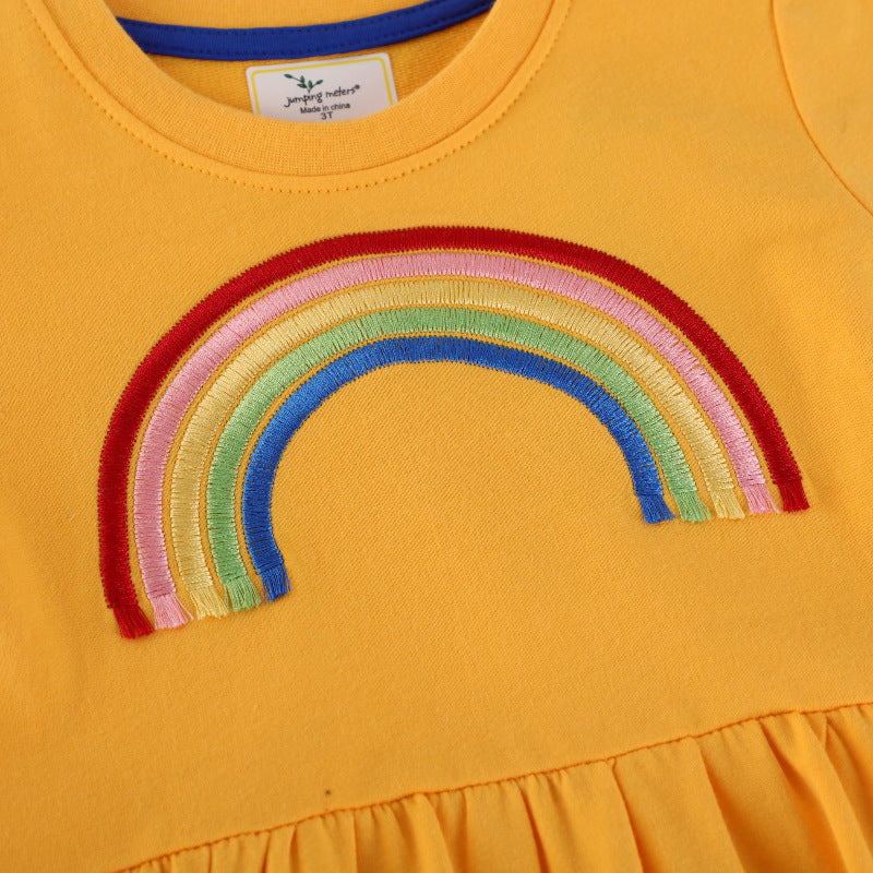 Mädchen Freizeitkleid mit Regenbogen-Stickerei