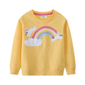 Mädchen Sweatshirt mit buntem Regenbogen und Hasenmotiv