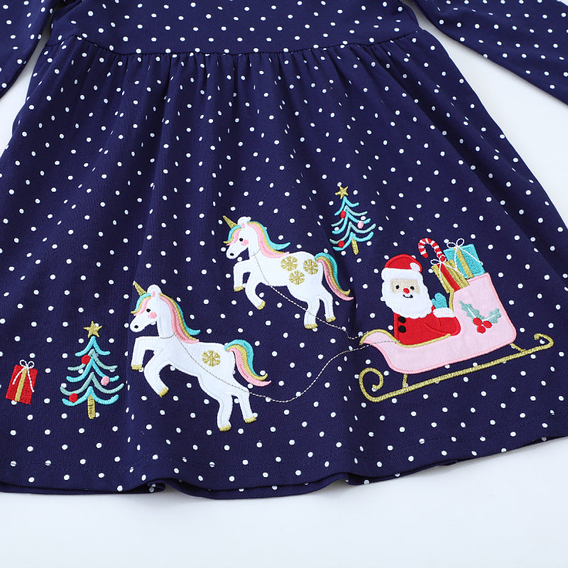 Mädchen Langarmkleid mit festlichem Einhorn-Motiv