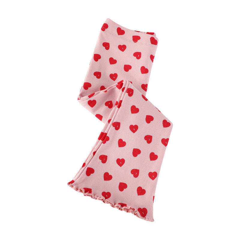 Mädchen Schlagleggings mit fröhlichem Herz-Design