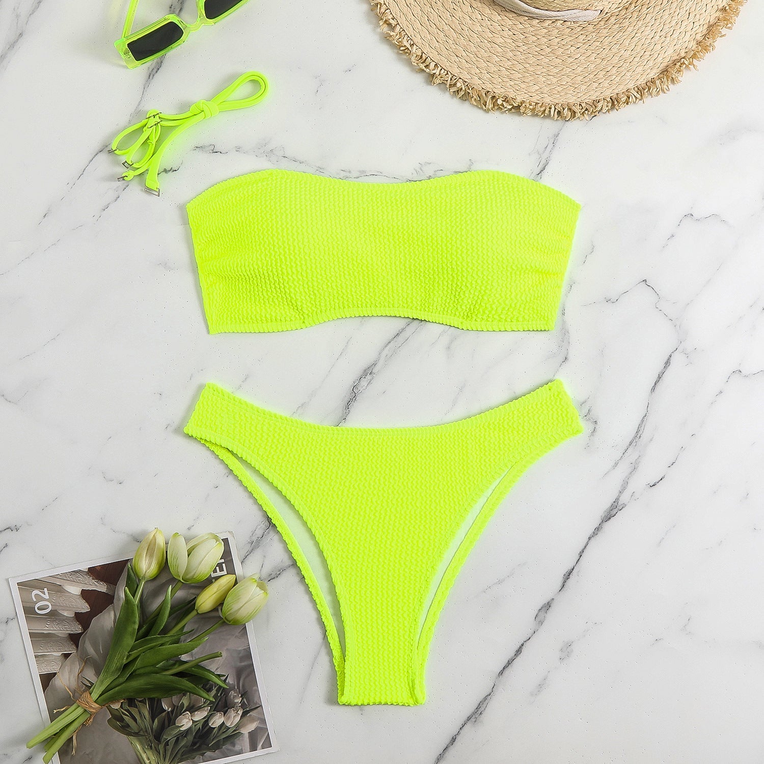 Damen Bandeau-Bikini-Set mit strukturiertem Oberteil und klassischem Schnitt Selmira