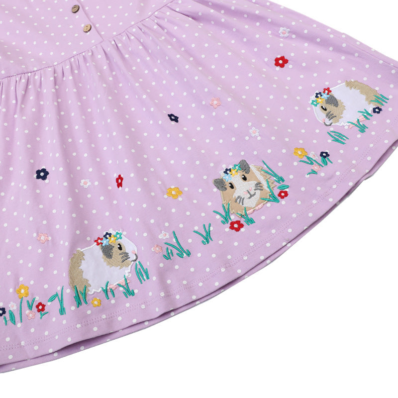 Mädchen Freizeitkleid mit lievollem Tier- und Blütenmotiv