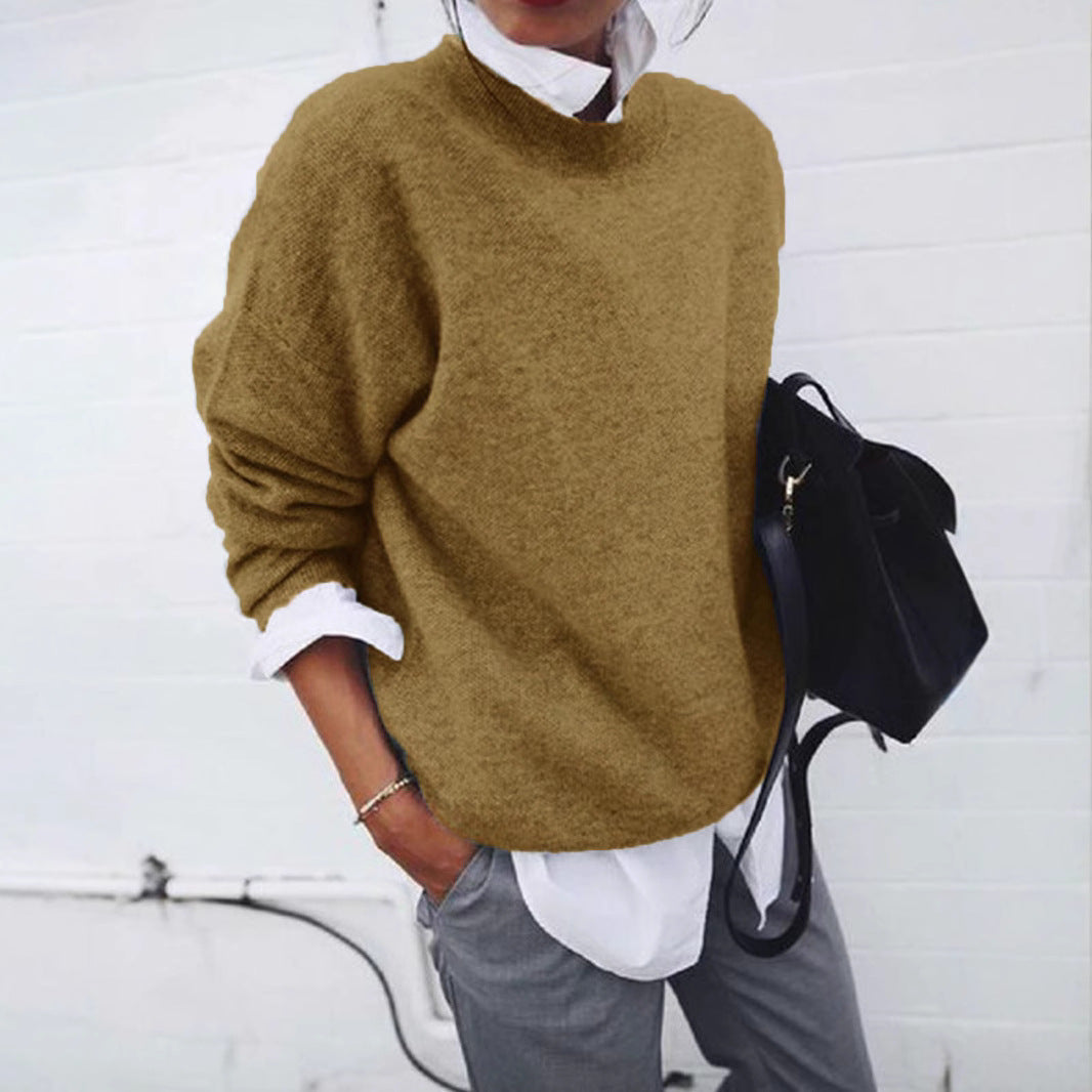 Damen nan gemütlicher Oversize-Strickpullover mit Stehkragen