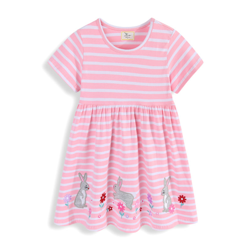 Mädchen Sommerkleid mit niedlichen Hasenapplikationen