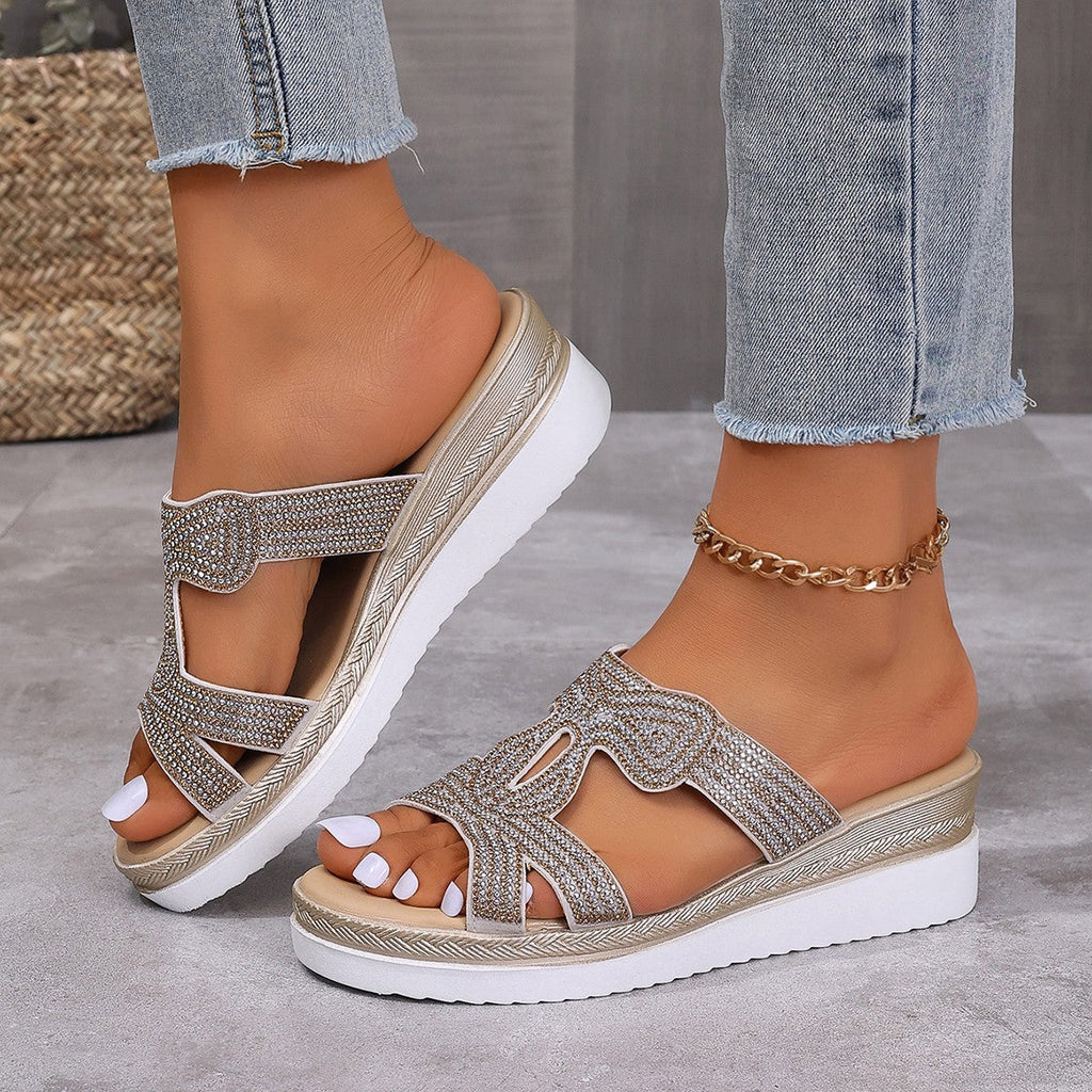 Damen Glitternde Plateau-Sandalen mit funkelndem Strassbesatz Selmira