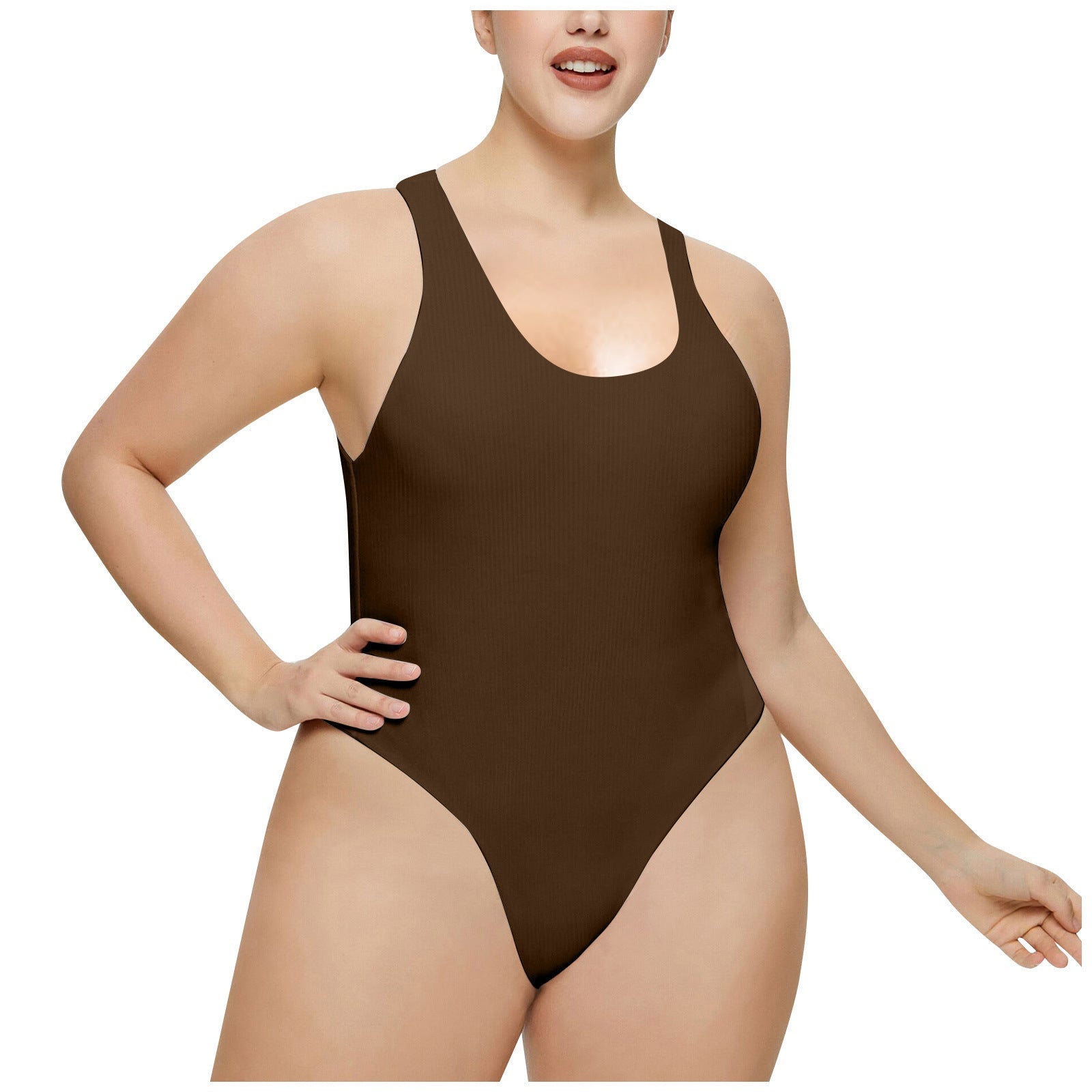 Damen Hochgeschnittenes Rib-Badeanzug Selmira