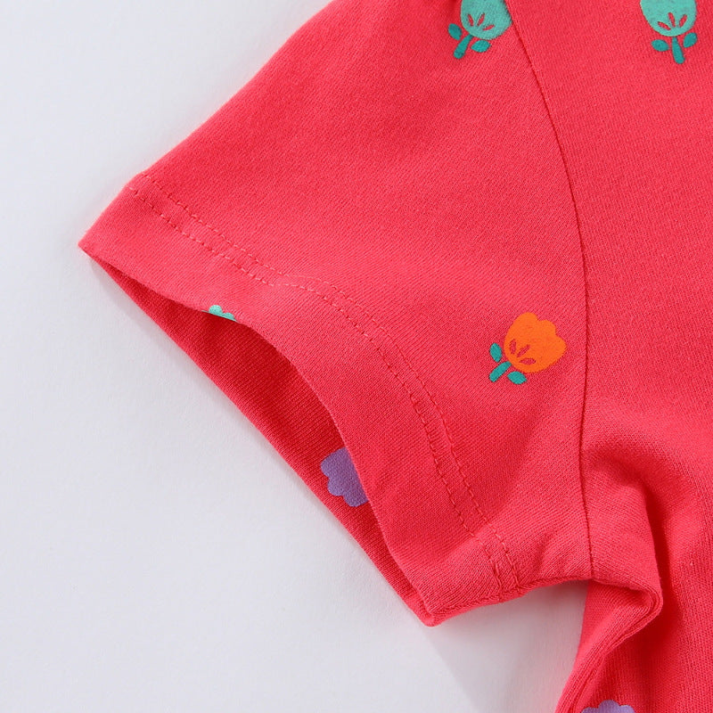 Mädchen Freizeitkleid mit bunten Dinosaurier-Applikationen