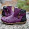 Damen nan lederoptik gefütterte Stiefelette mit seitlichem Reißverschluss und rutschfester Laufsohle
