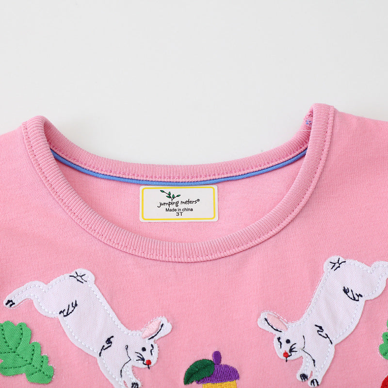 Mädchen Baumwollkleid mit bunten Tierapplikationen