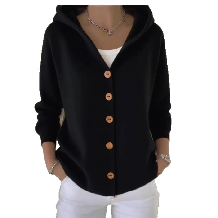 Damen nan Kapuzen-Cardigan mit Knopfleiste und lässiger Oversize-Passform