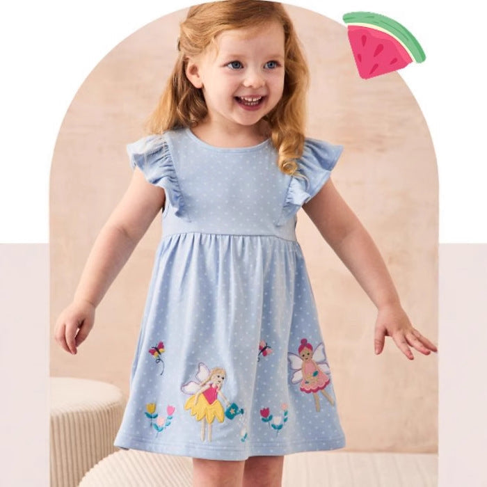 Mädchen Kleid mit niedlichen Feenapplikationen