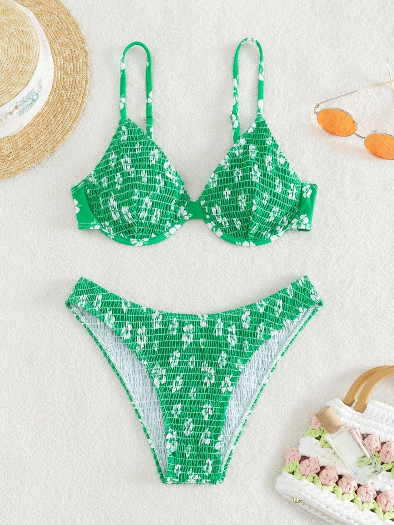 Damen Hochgeschnittener Bikini mit gepolstertem Oberteil und verstellbaren Trägern Selmira