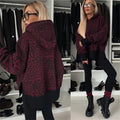 Damen nan oversized Kapuzenpullover mit Leopardenprint, kontrastbündchen und verlängertem Rückensaum