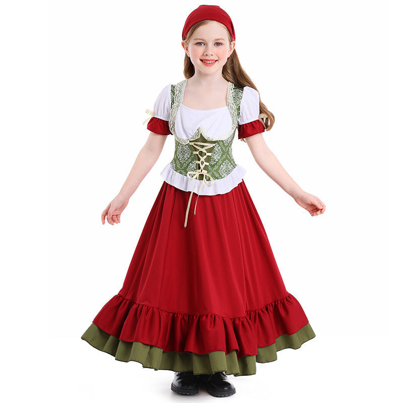 Damen nan traditionelles Trachtenkostüm Dirndl-Set mit geschnürtem Mieder und vollem Stufenrock