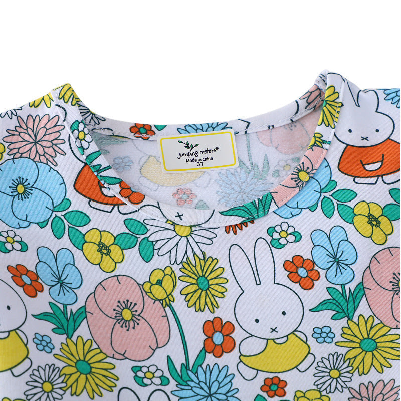 Mädchen Sommerkleid mit buntem Blumen- und Tierdesign