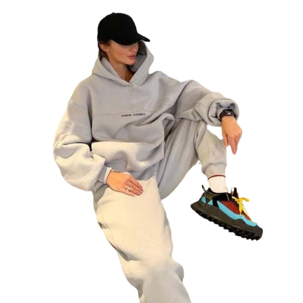 Unisex nan oversized Kapuzenpullover und taillenhohe Jogginghose Set
