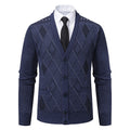 Herren nan feiner Rauten-Strickcardigan mit V-Ausschnitt, Knopfleiste und Eingriffstaschen