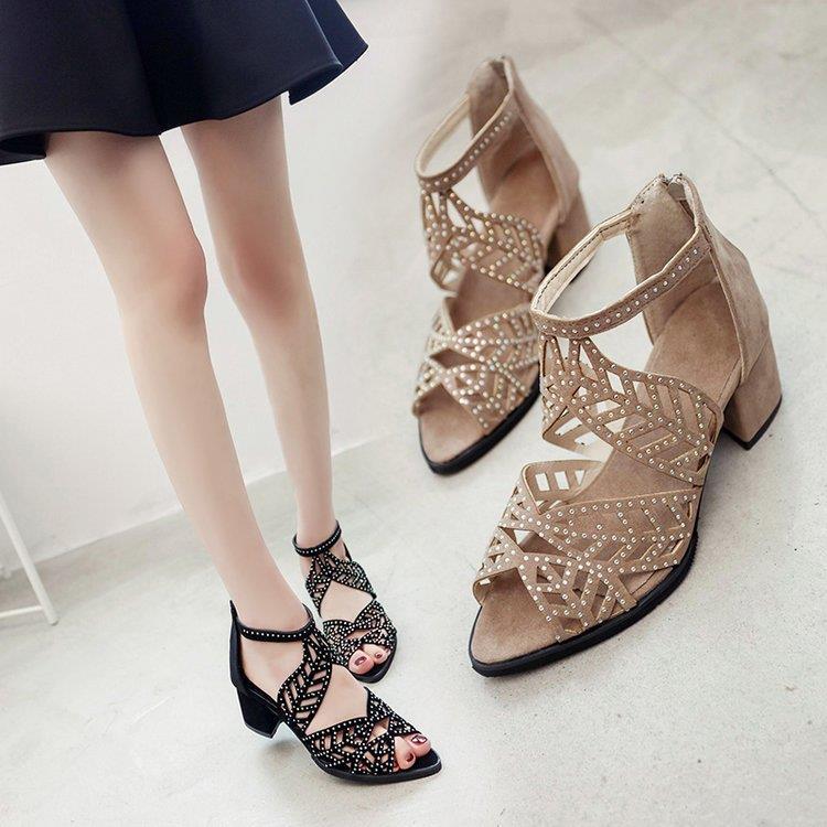 Damen Glamouröse Strass-Sandalen mit Blockabsatz Selmira
