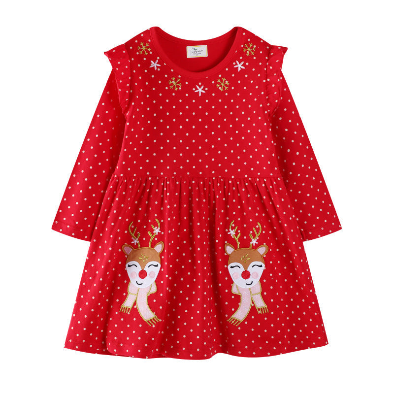 Mädchen Freizeitkleid mit festlichem Rentier-Design