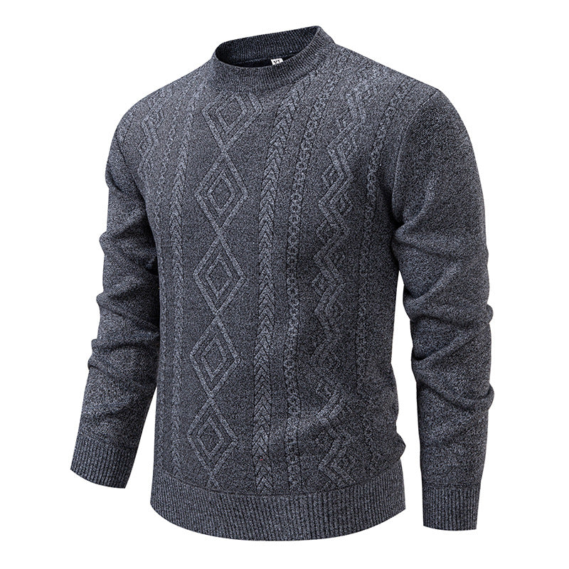 Herren nan gestrickter Rundhalspullover mit Rautenmuster und feinem Strukturstrick