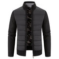 Herren nan Hybrid-Strick-Steppjacke mit wattierter Front, ergonomischen Strickärmeln und hohem Stehkragen