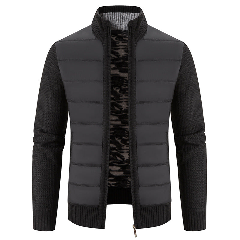 Herren nan Hybrid-Strick-Steppjacke mit wattierter Front, ergonomischen Strickärmeln und hohem Stehkragen