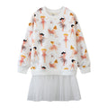 Mädchen Sweatshirt-Kleid mit verspieltem Ballettmotiv und Tüllrock