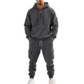 Herren nan technischer Cargo-Jogginganzug mit Halbzip, Kapuze und Mehrfachtaschen