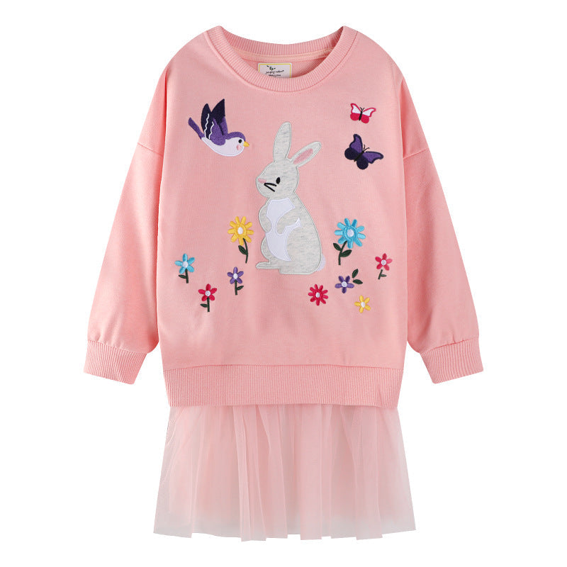 Mädchen Sweatshirt mit Tüllrock und tierischer Applikation