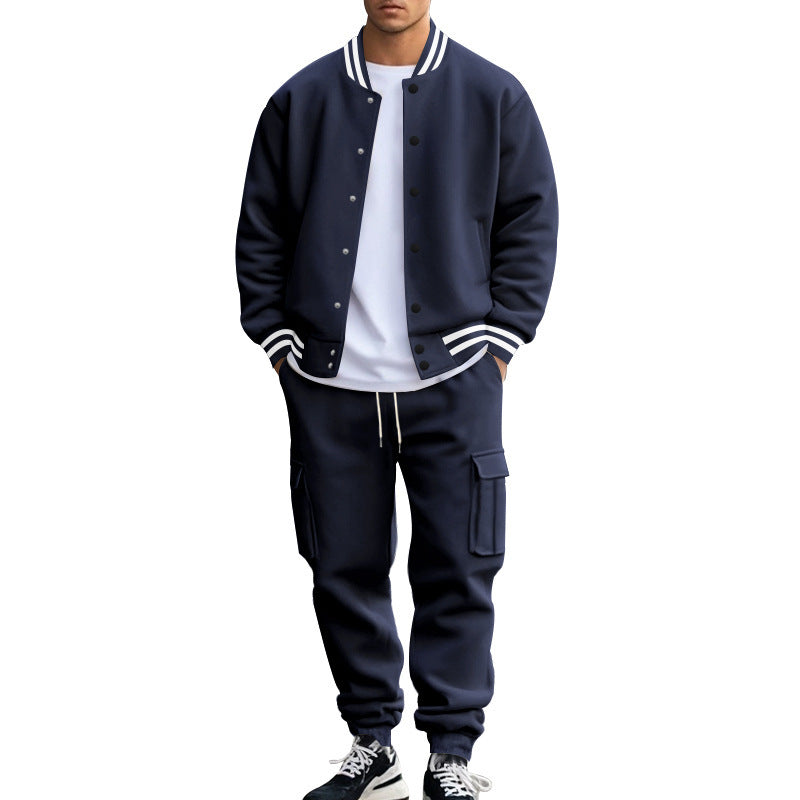 Herren nan Collegomberjacke mit kontrastbündchen und Cargo-Jogginghose Set