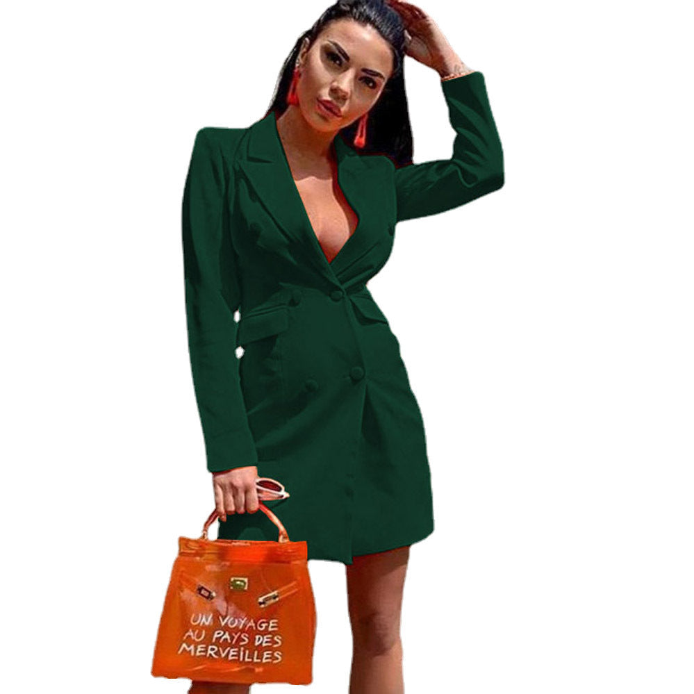 Damen Eleganter Blazer-Kleid mit doppelter Knopfreihe und figurbetontem Schnitt Selmira