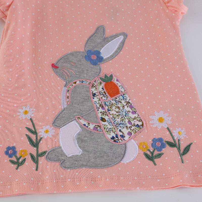 Mädchen T-Shirt mit niedlicher Hasenapplikation