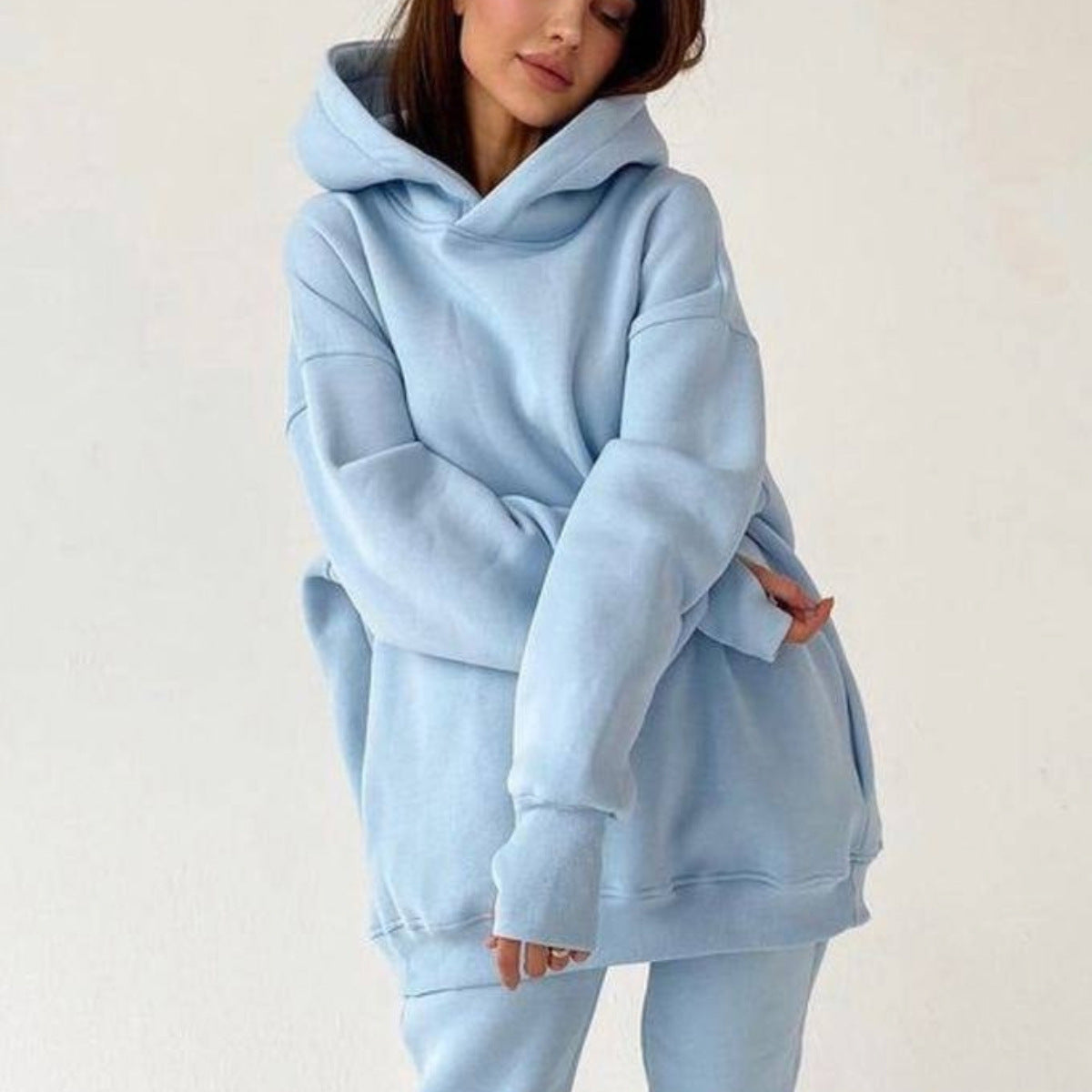Damen nan oversized Kapuzen-Loungewear-Set mit extragroßer Kapuze und taillierter Jogginghose
