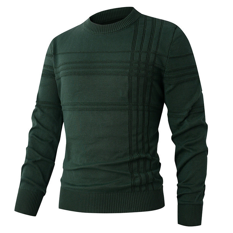 Herren nan Feinstrick-Pullover Rundhals mit geprägter Streifenstruktur und schmaler Silhouette