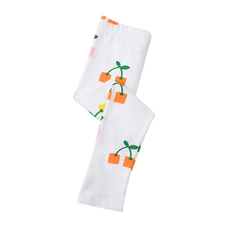 Mädchen Leggings mit fröhlichem Blüten- und Pflanzenmuster