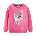 Mädchen Sweatshirt mit zauberhaftem Einhorn-Design und bunten Blumenapplikationen