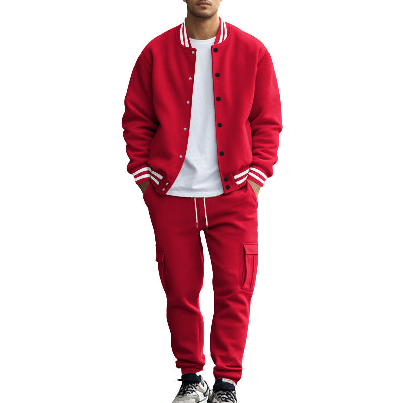 Herren nan Collegomberjacke mit kontrastbündchen und Cargo-Jogginghose Set