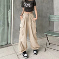 Damen nan weite Cargo-Hose mit Tunnelzugbund, verstellbarem Saum und Mehrfachtaschen