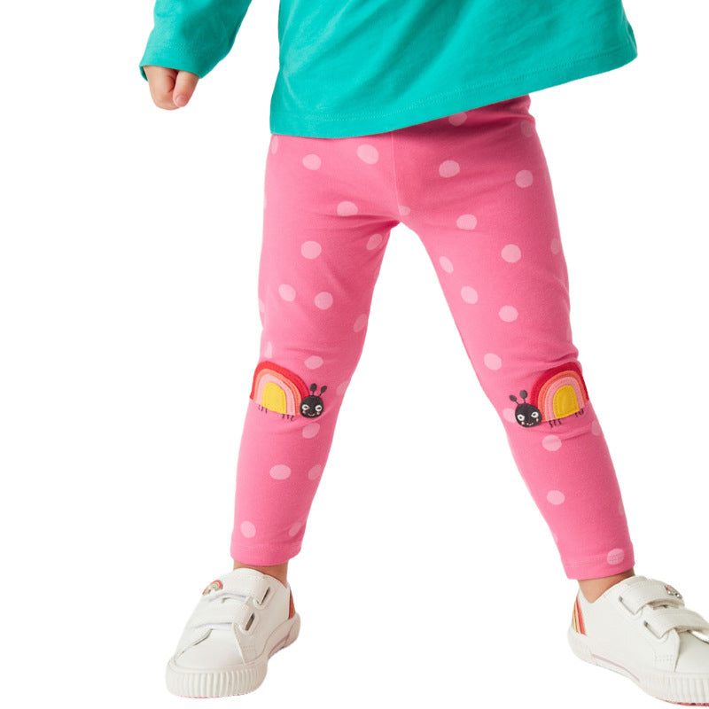 Mädchen Leggings mit fröhlichem Schnecken- und Punkten-Motiv