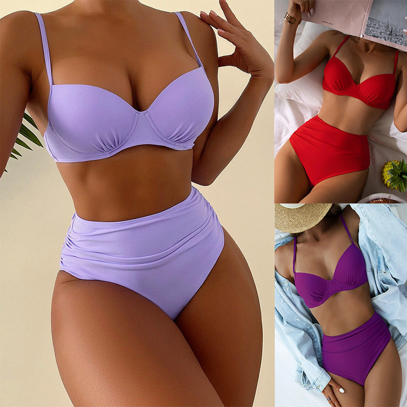 Damen Hochgeschnittener Bikini mit gepolstertem Oberteil und verstellbaren Trägern Selmira