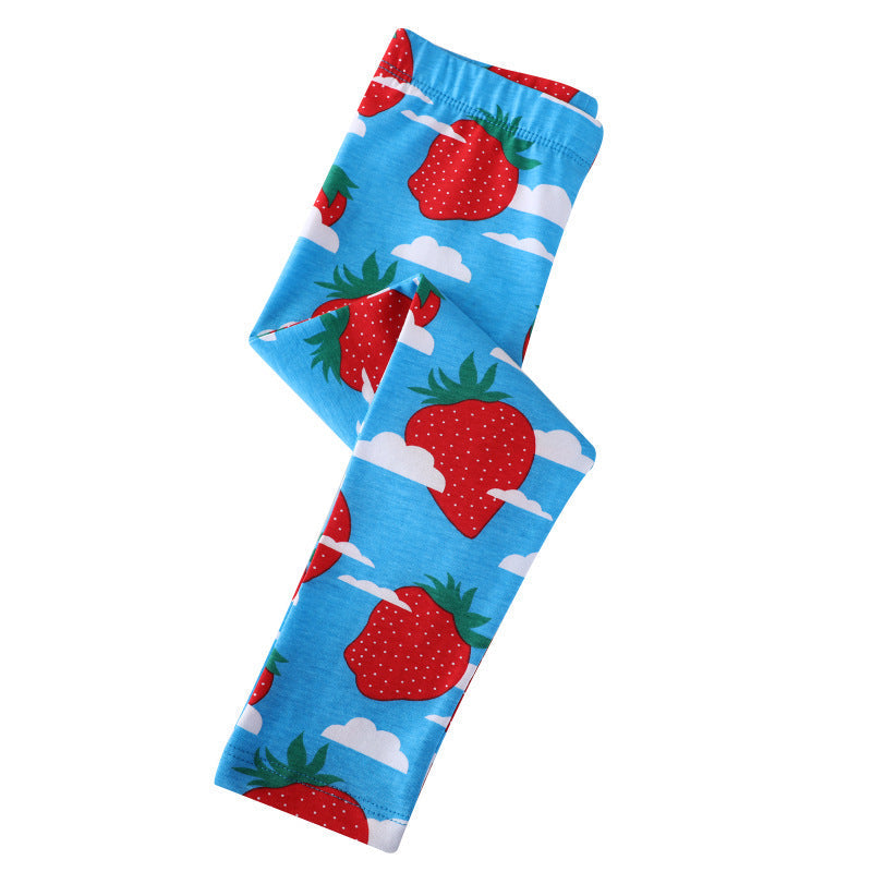 Mädchen Leggings mit fröhlichem Erdbeermotiv