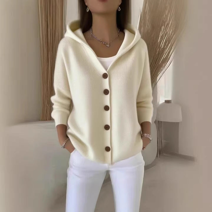 Damen nan Kapuzen-Cardigan mit Knopfleiste und lässiger Oversize-Passform