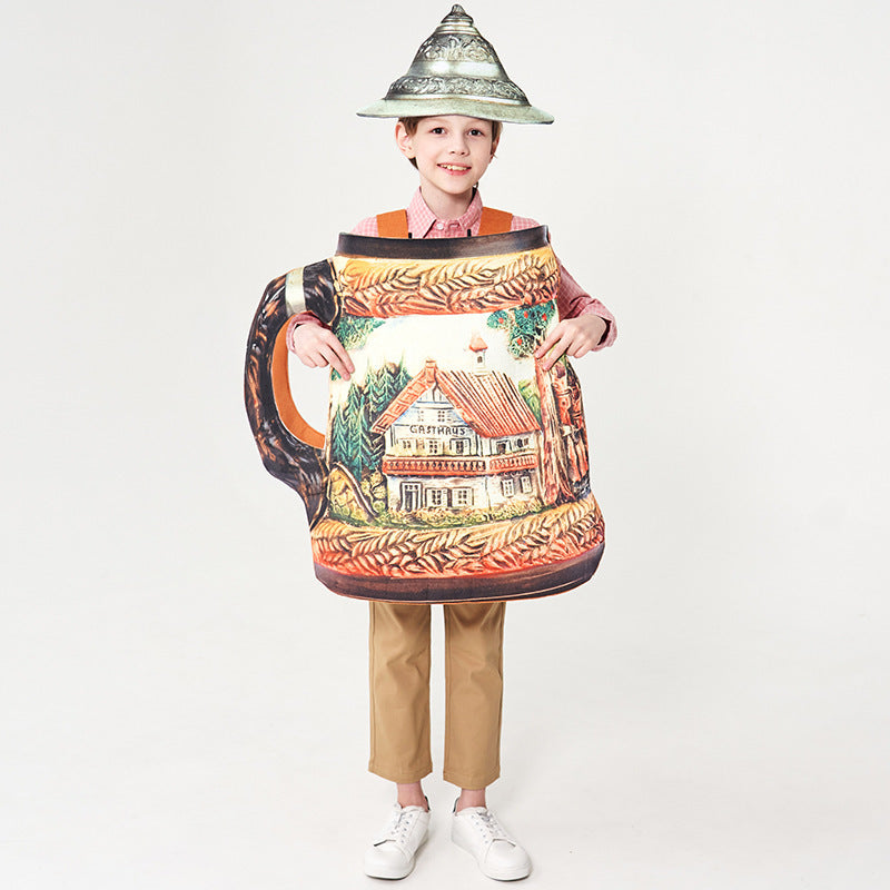 Unisex nan traditioneller keramischer Bierkrug mit Zinndeckel und handbemaltem Reliefmotiv