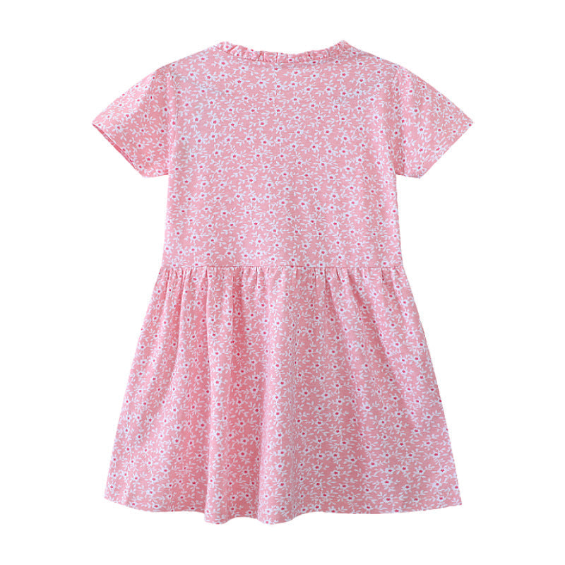 Mädchen Freizeitkleid mit floralem Design und Knopfdetails